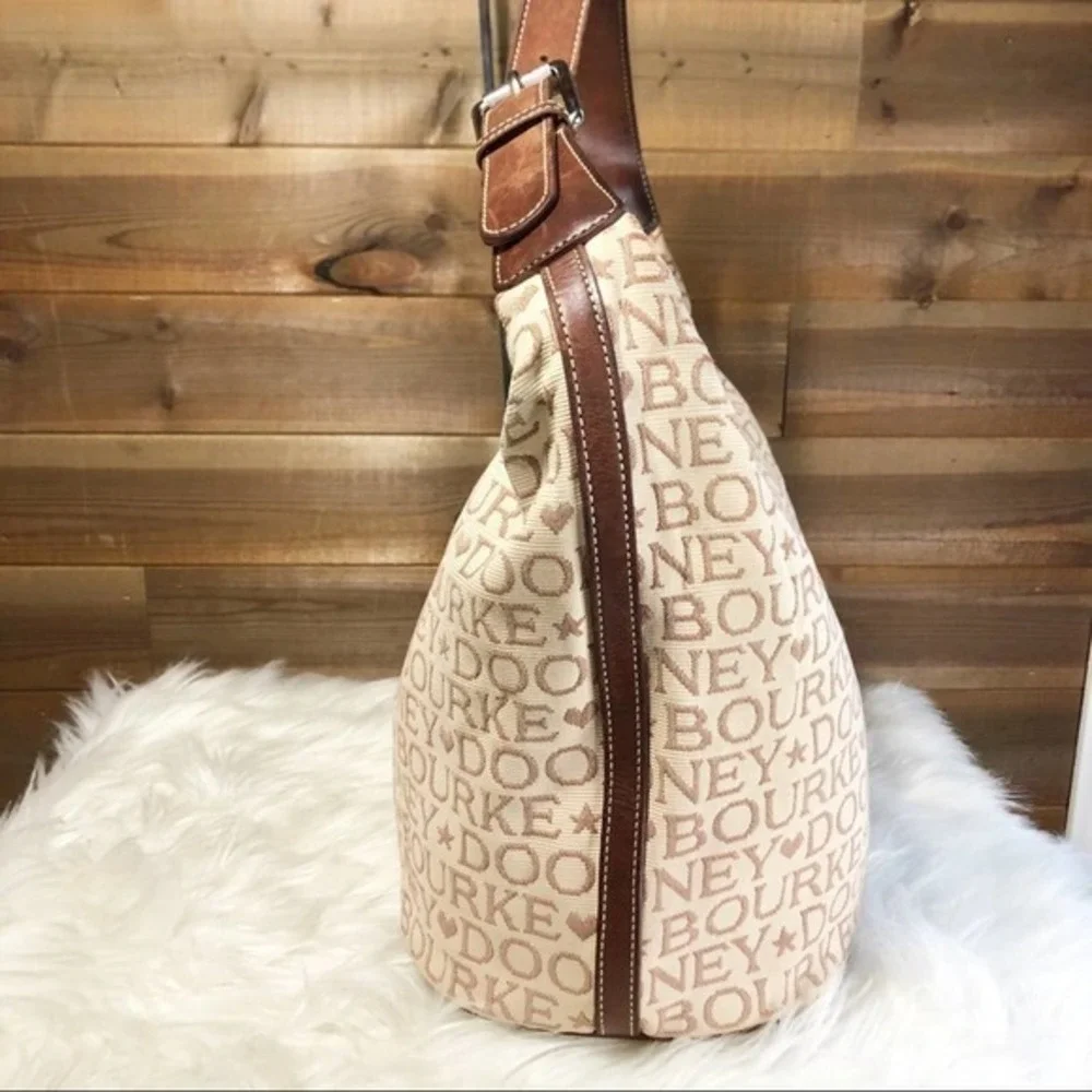 Dooney & Bourke Signature Cream Canvas Hobo Bag
